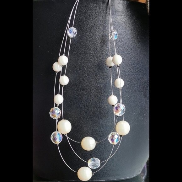 Host Pick Floating Pearl Crystal Station Necklace - Picture 1 of 4